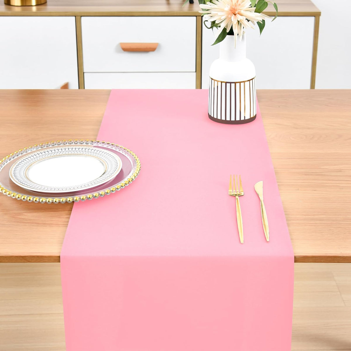 Farmhouse Pink Table Runner Dining Table Runners 48 Inches Long