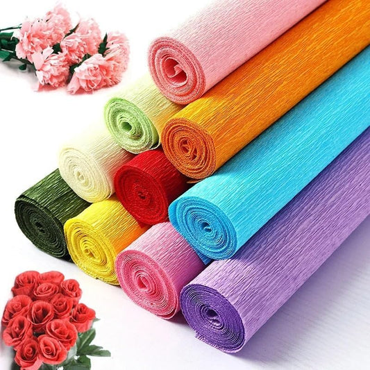 Colored Crepe Paper Roll Origami Crinkled Crepe Paper Roll Wedding Party Decoration Flower Packing Thickened Wrapping Paper(Peach)