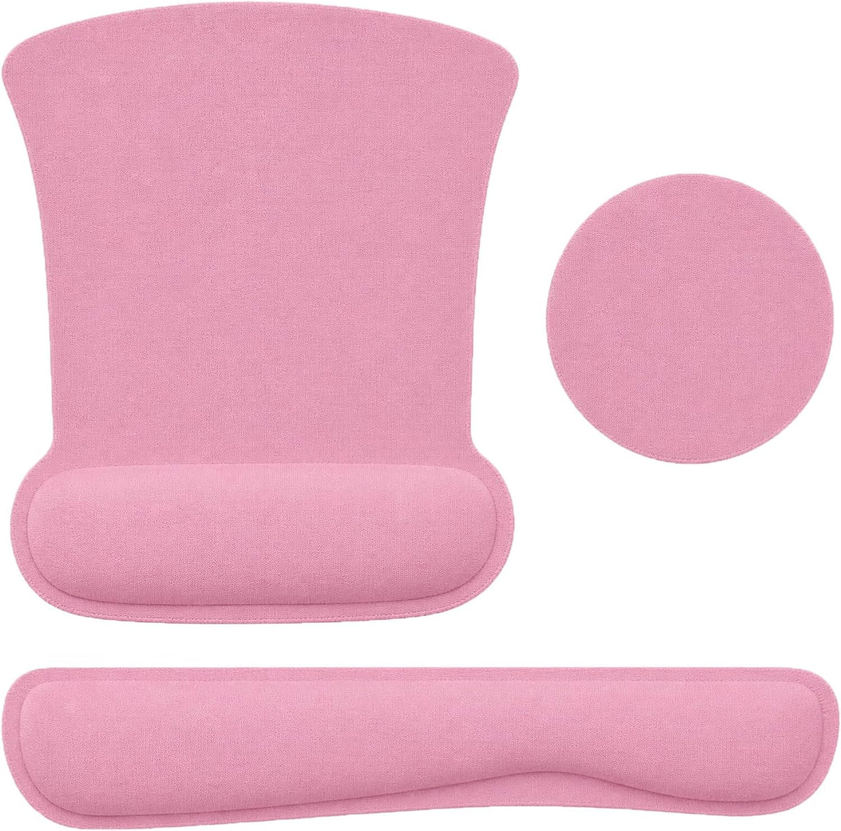 Keyboard Wrist Rest Pad Mouse Pad with Wrist Support Set of 3, Gaming Mousepad with Non-Slip Rubber Base, Ergonomic Memory Foam Mouse Cushion Support for Home Office Laptop Computer, Pink