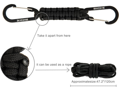 Paracord Keychain Carabiner Clip | D Ring Hanger Lanyard Hook