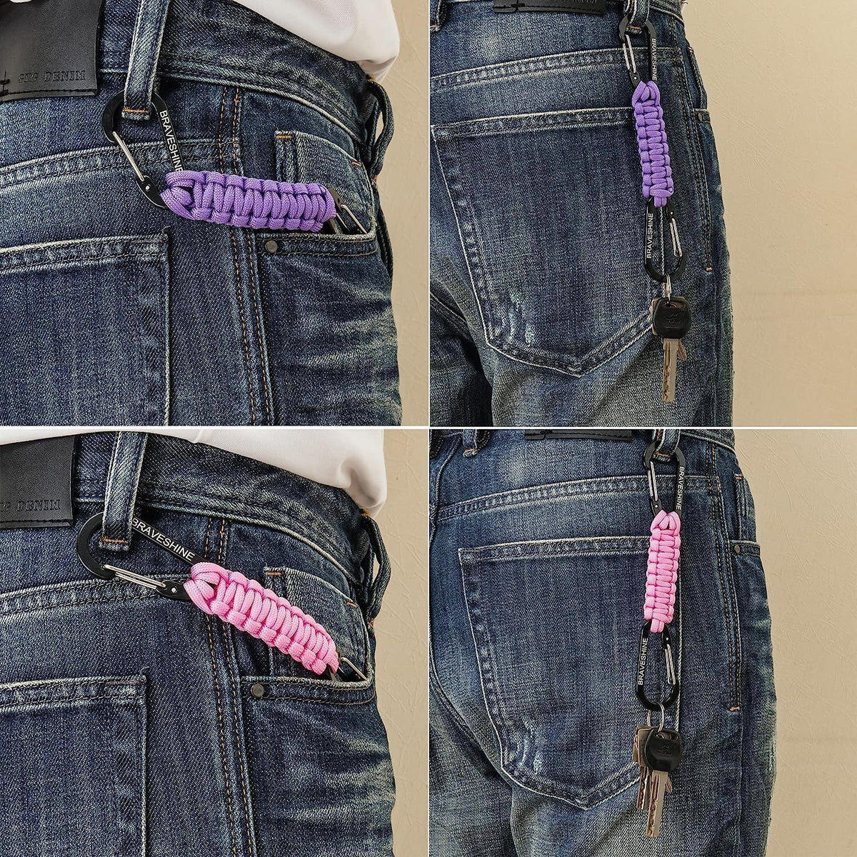Paracord Keychain Carabiner Clip | D Ring Hanger Lanyard Hook
