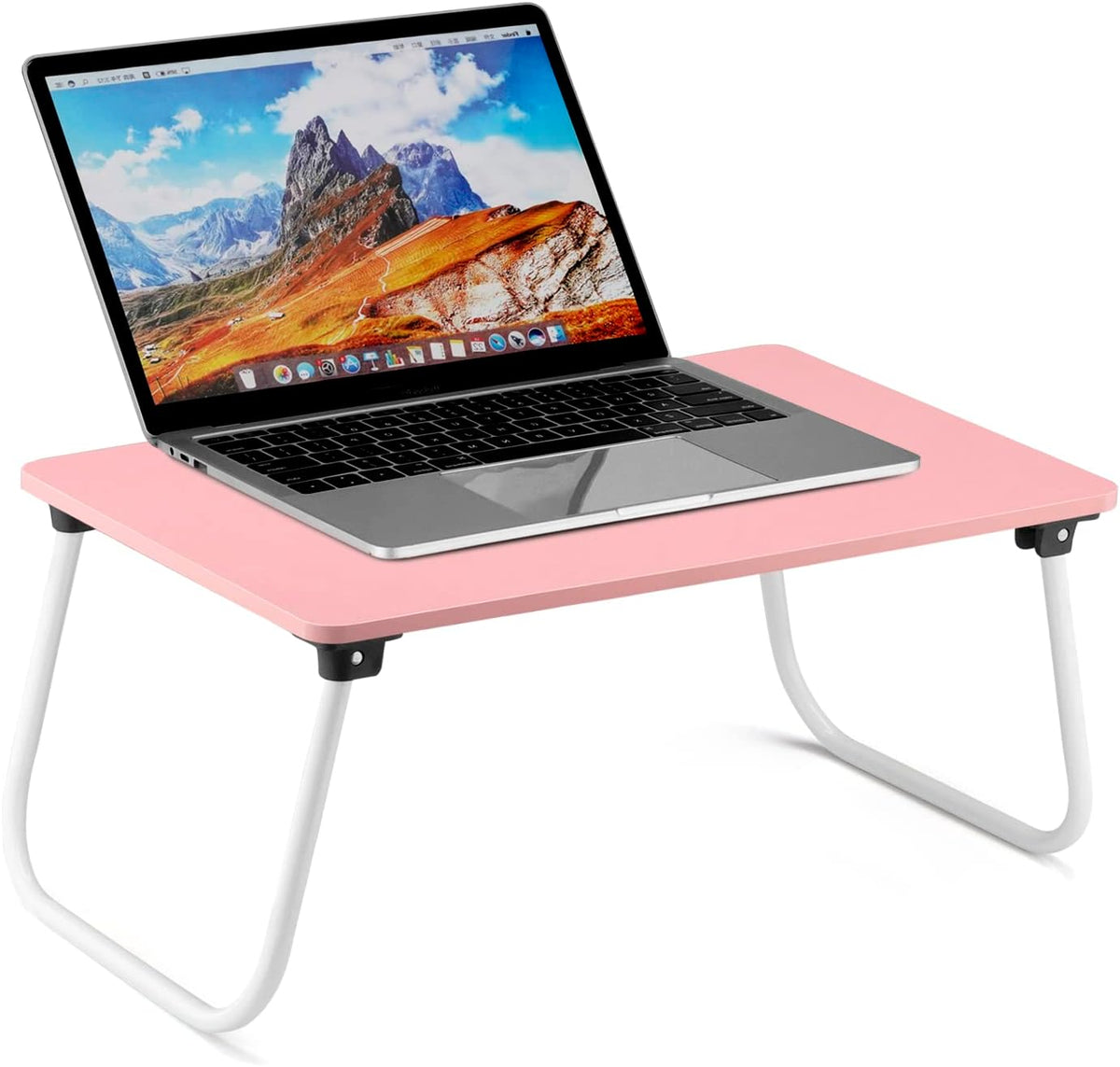 Folding Lap Desk Laptop Stand Bed Desk Table Tray, Breakfast Serving Tray, Portable & Lightweight Mini Table for Sofa Couch Floor - Pink