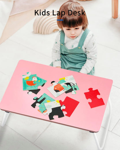Folding Lap Desk Laptop Stand Bed Desk Table Tray, Breakfast Serving Tray, Portable & Lightweight Mini Table for Sofa Couch Floor - Pink