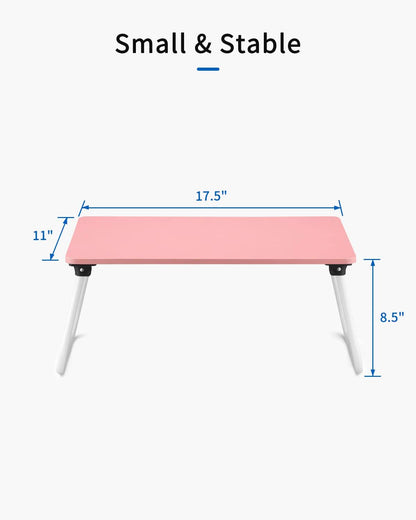 Folding Lap Desk Laptop Stand Bed Desk Table Tray, Breakfast Serving Tray, Portable & Lightweight Mini Table for Sofa Couch Floor - Pink