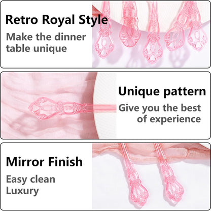 150PCS Pink Plastic Silverware Set Elegant for Dinner Party Wedding