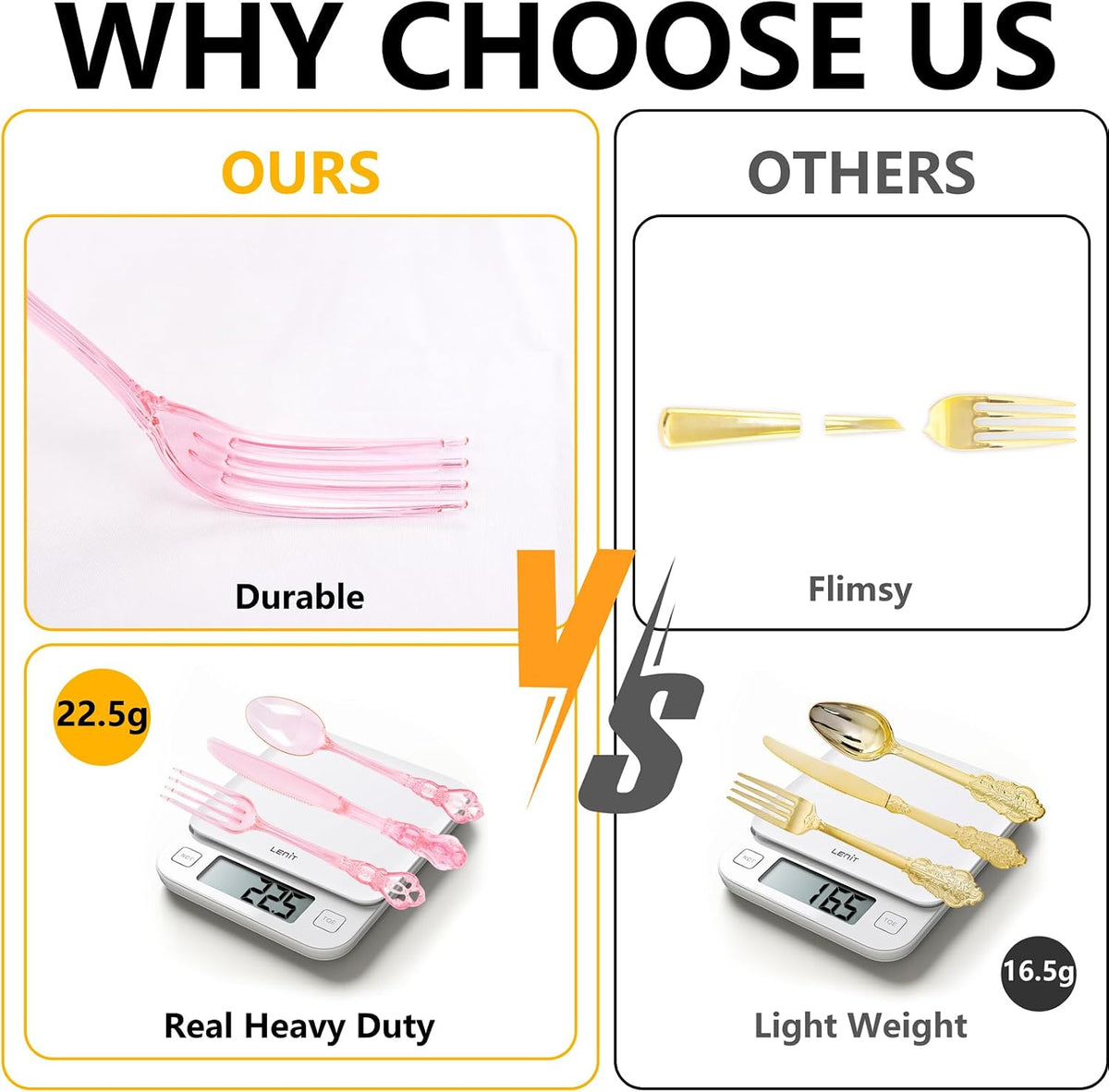 150PCS Pink Plastic Silverware Set Elegant for Dinner Party Wedding