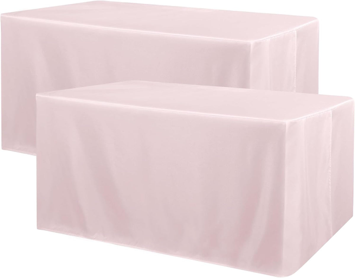 2 Pack Table Clothes for 6 Foot Rectangle Tables - Water Resistant Washable Fabric Polyester Rectangle Table Cover Protector for Wedding, Banquet and Trade Shows, 72L x 30W Inches, Dusty Pink