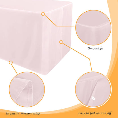 2 Pack Table Clothes for 6 Foot Rectangle Tables - Water Resistant Washable Fabric Polyester Rectangle Table Cover Protector for Wedding, Banquet and Trade Shows, 72L x 30W Inches, Dusty Pink