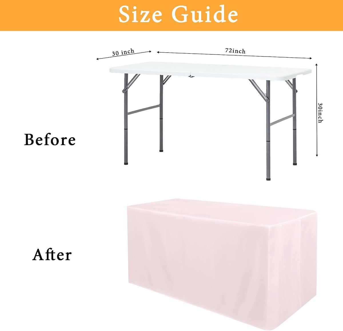 2 Pack Table Clothes for 6 Foot Rectangle Tables - Water Resistant Washable Fabric Polyester Rectangle Table Cover Protector for Wedding, Banquet and Trade Shows, 72L x 30W Inches, Dusty Pink