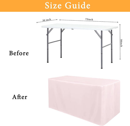 2 Pack Table Clothes for 6 Foot Rectangle Tables - Water Resistant Washable Fabric Polyester Rectangle Table Cover Protector for Wedding, Banquet and Trade Shows, 72L x 30W Inches, Dusty Pink