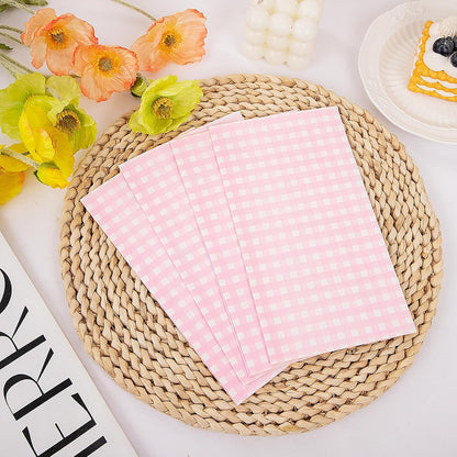 WDF 150Pack Pink Paper Napkins Gingham - 3 Ply Disposable Pink and White Checkered Napkins Guest, Dinner Napkins Paper for Picnic BBQ