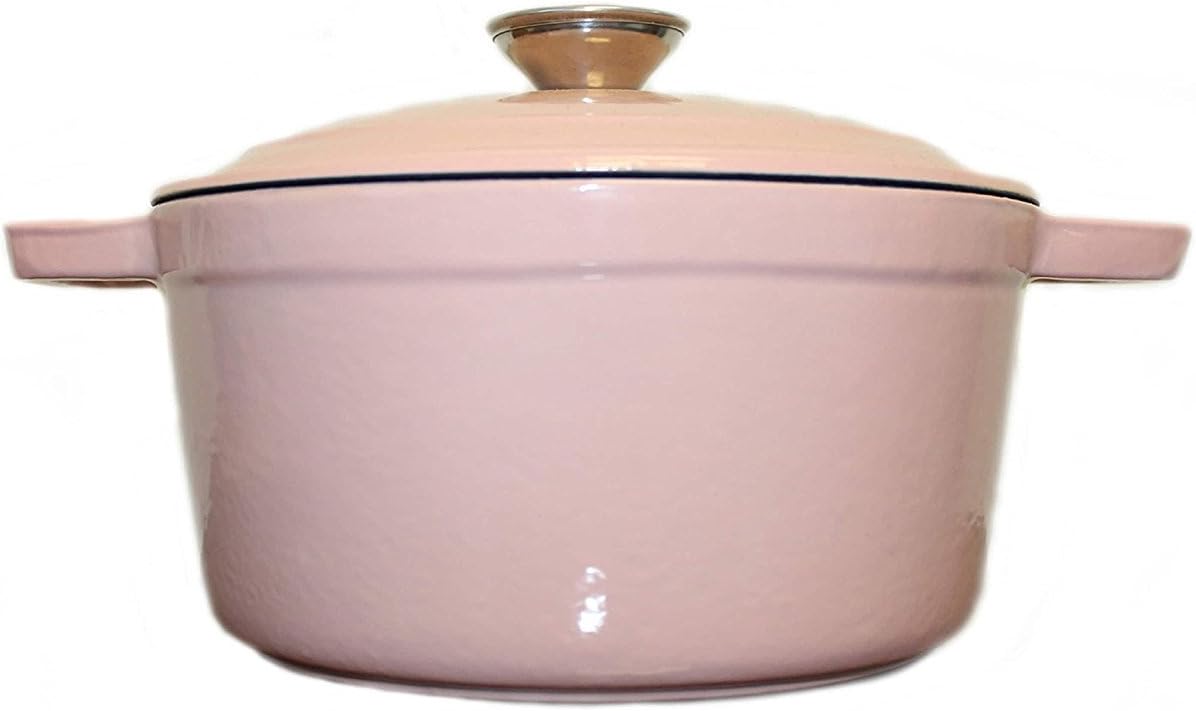 Neo Pink 5qt Enameled Cast Iron Oval Dutch Oven, Self Basting Lid