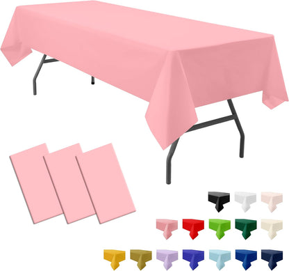 3-Pack Premium Plastic Pink Tablecloth Disposable 54 x 108 Inches Rectangle Table Cover Party PEVA Table Cloths for Parties Birthday Wedding Bridal Shower Events Fits up to 8 ft Tables