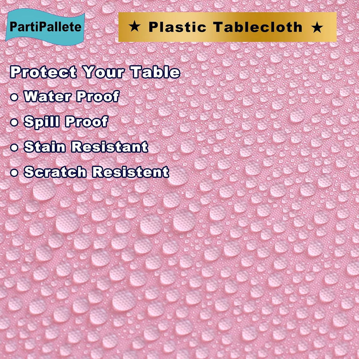 3-Pack Premium Plastic Pink Tablecloth Disposable 54 x 108 Inches Rectangle Table Cover Party PEVA Table Cloths for Parties Birthday Wedding Bridal Shower Events Fits up to 8 ft Tables