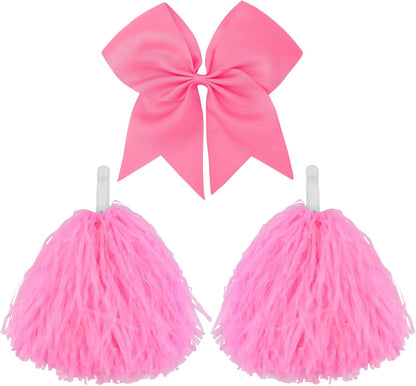 10 in Pom Poms Cheerleading,Cheer Hair Bow,Cheerleader Pom Poms,Cheerleading Accessories for Girls,Spirit Sticks Cheerleading for Basketball Football Team Cheerleading Dance