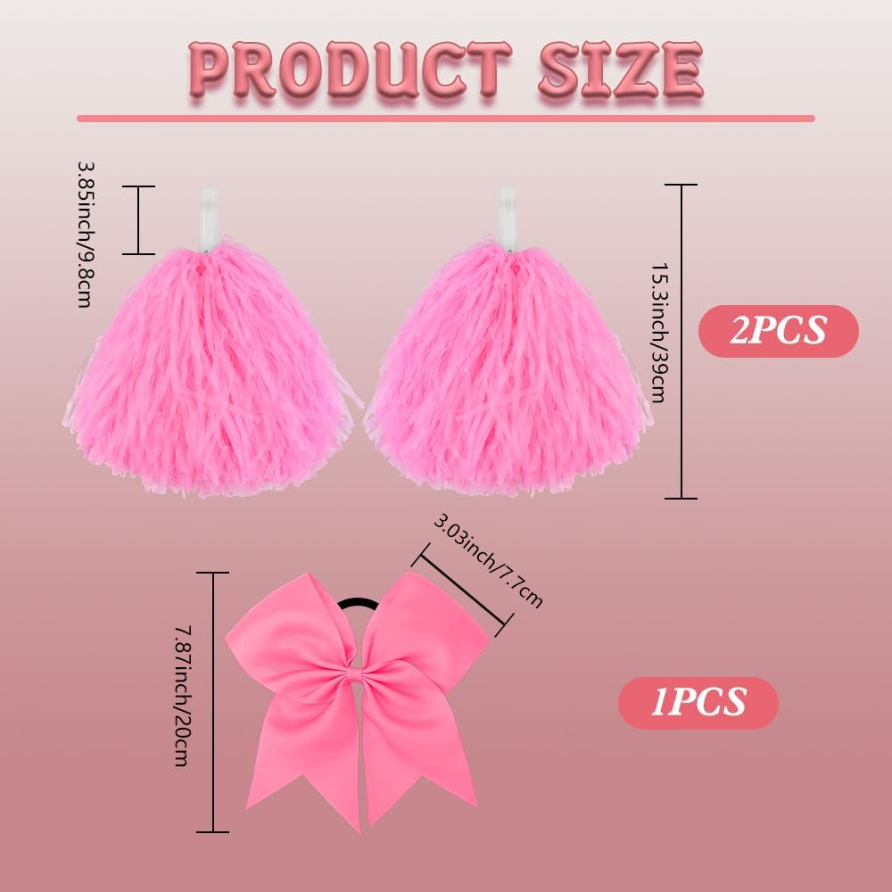 10 in Pom Poms Cheerleading,Cheer Hair Bow,Cheerleader Pom Poms,Cheerleading Accessories for Girls,Spirit Sticks Cheerleading for Basketball Football Team Cheerleading Dance
