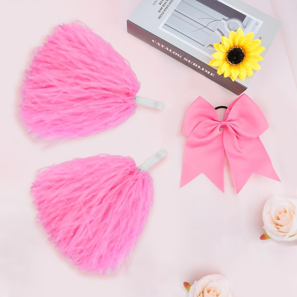 10 in Pom Poms Cheerleading,Cheer Hair Bow,Cheerleader Pom Poms,Cheerleading Accessories for Girls,Spirit Sticks Cheerleading for Basketball Football Team Cheerleading Dance