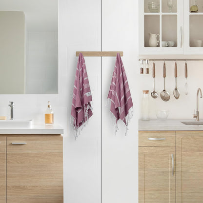 Ossano Decorative Turkish Hand Towels - Thin & Quick Dry - Set of 2 (30" x 18") - for Kitchen & Bathroom - Multifunctional as - Kitchen Cloths, Guest Room Hand Towel, Powder Room Towels - Pink