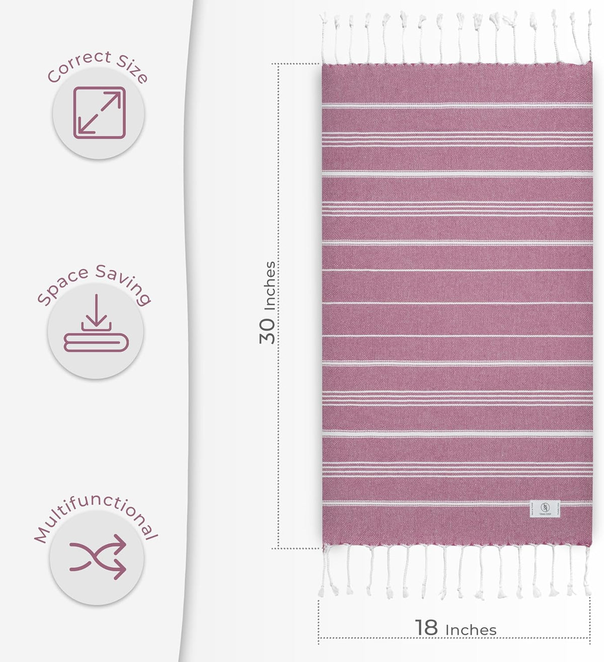 Ossano Decorative Turkish Hand Towels - Thin & Quick Dry - Set of 2 (30" x 18") - for Kitchen & Bathroom - Multifunctional as - Kitchen Cloths, Guest Room Hand Towel, Powder Room Towels - Pink
