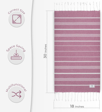 Ossano Decorative Turkish Hand Towels - Thin & Quick Dry - Set of 2 (30" x 18") - for Kitchen & Bathroom - Multifunctional as - Kitchen Cloths, Guest Room Hand Towel, Powder Room Towels - Pink