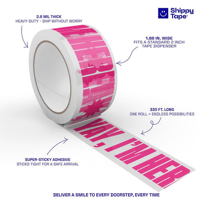 Fun Clear Shipping Tape with "Yay, I'm Here!" Print –