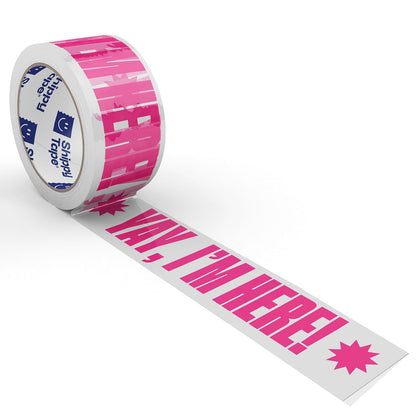 Fun Clear Shipping Tape with "Yay, I'm Here!" Print –