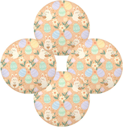 Easter Eggs Pattern Peach Place Mats Set of 4, 15 Inch Round Placemats Washable Non-Slip Table Mats for Kitchen Dining
