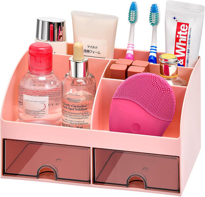 Bathroom Counter Sink Vanity Organizer Countertop with Drawer, Pink