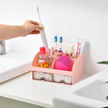 Bathroom Counter Sink Vanity Organizer Countertop with Drawer, Pink