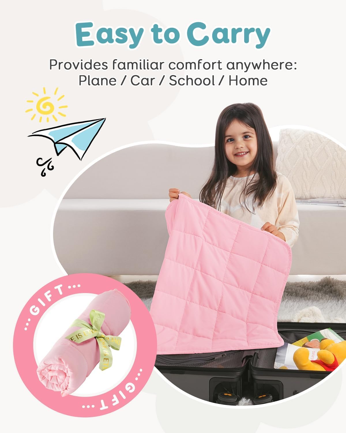 Weighted Lap Blanket 2 lbs, 19 x 21 Small Size for Summer