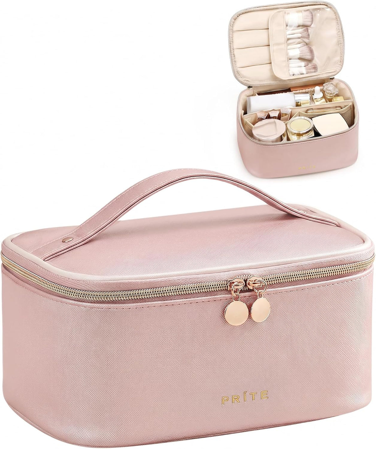 Makeup Bag Travel Cosmetic Case, Women Toiletry Bag Organizer, Pink