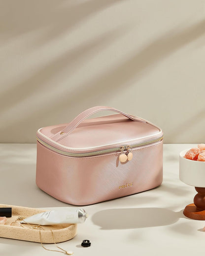 Makeup Bag Travel Cosmetic Case, Women Toiletry Bag Organizer, Pink