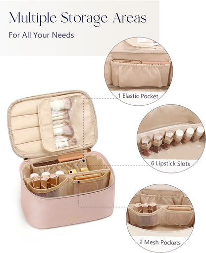 Makeup Bag Travel Cosmetic Case, Women Toiletry Bag Organizer, Pink