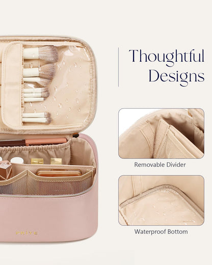Makeup Bag Travel Cosmetic Case, Women Toiletry Bag Organizer, Pink