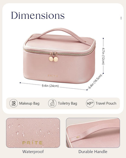 Makeup Bag Travel Cosmetic Case, Women Toiletry Bag Organizer, Pink