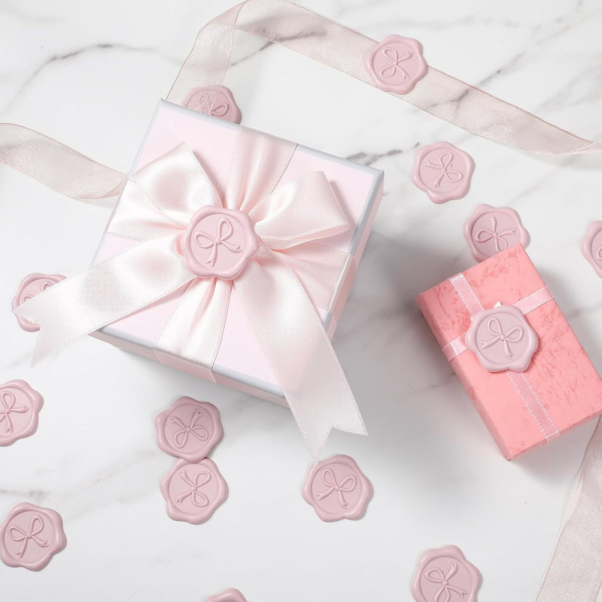 50 Pcs Bow Wax Seal Stickers Envelope Wax Stickers for Wedding, Pink