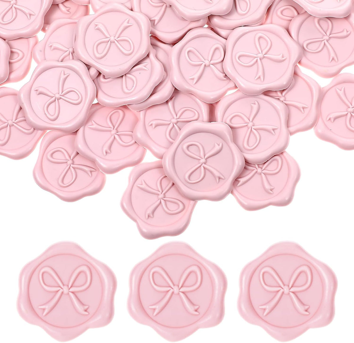 50 Pcs Bow Wax Seal Stickers Envelope Wax Stickers for Wedding, Pink
