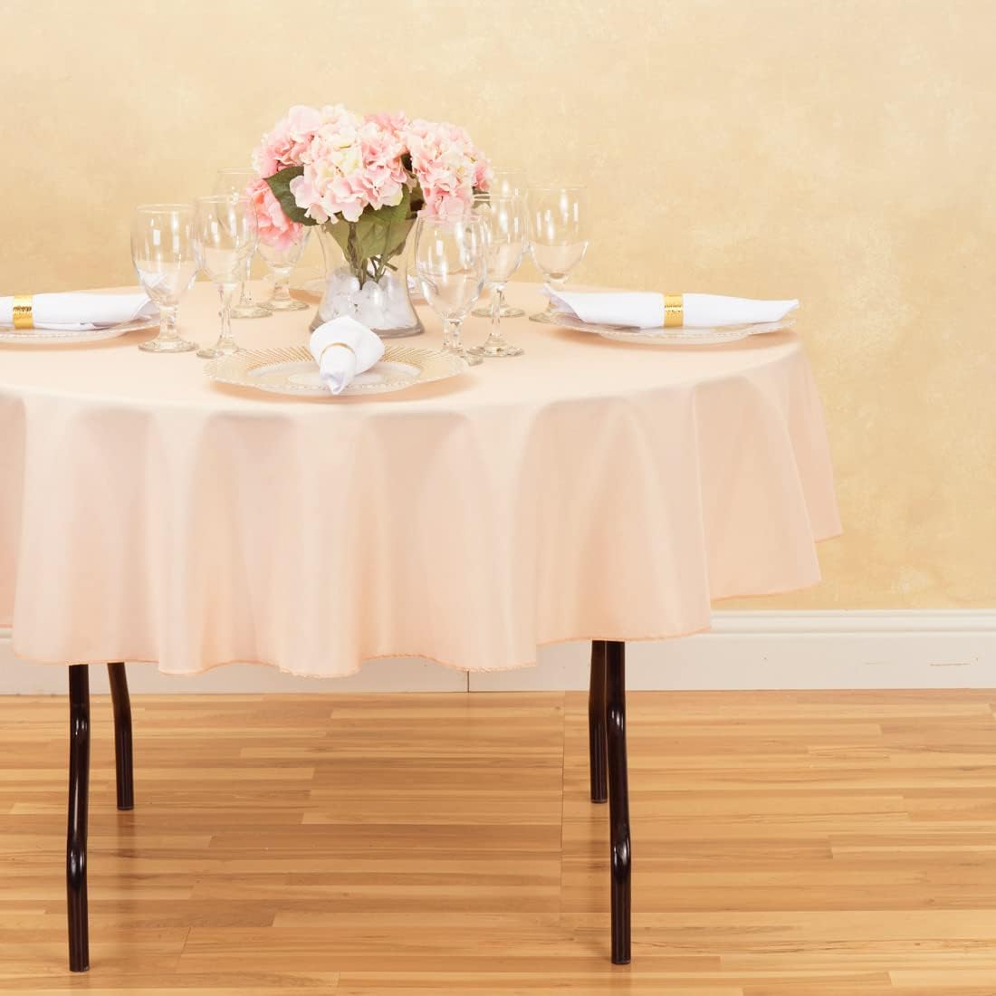 LinenTablecloth 70-Inch Round Polyester Tablecloth Peach