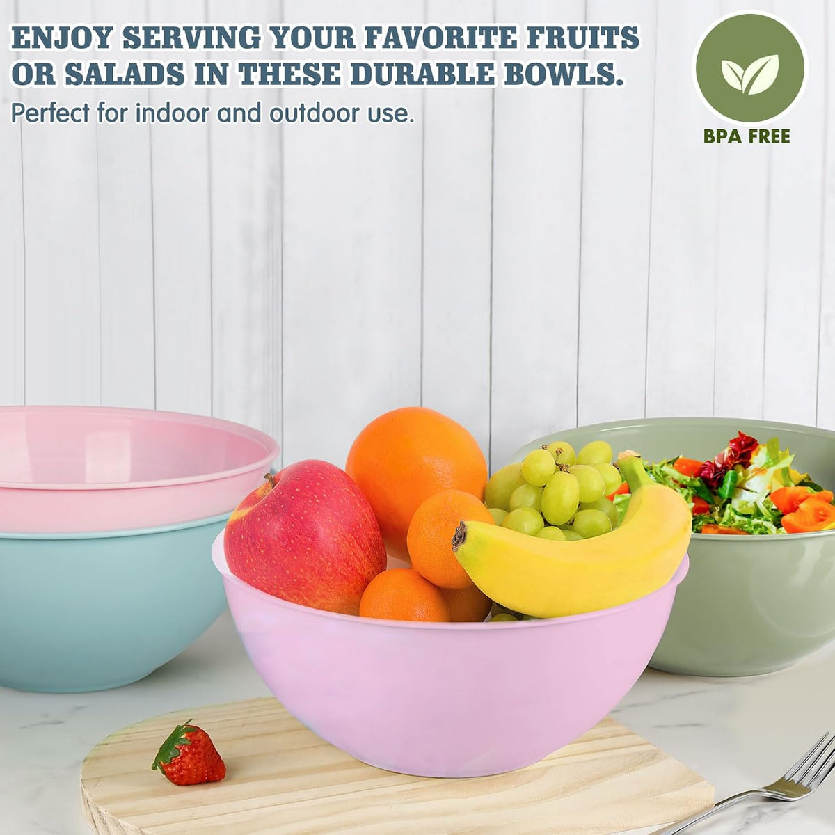 4-Piece Plastic Mixing Bowl Set, 113oz Lightweight Serving Bowls, Large Salad Bowls for Baking,Prepping, Cooking and Serving Food, Dishwasher & Microwave Safe
