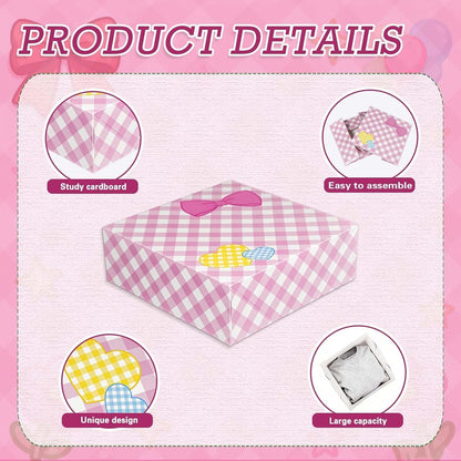 6Pcs Designed Gift Boxes With Lids,Bow Pattern Shirt Box, 12 * 12 * 4Inch Extra Large Pink and White Medium Clothes Gift Box for Valentine's Day Christmas Graduation Birthday Wedding