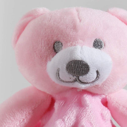 Baby Comforting Security Blanket Lovey for Newborn Baby Girls Infants, Minky Dot Front + Sherpa Backing with Animal Face (Pink Bear)