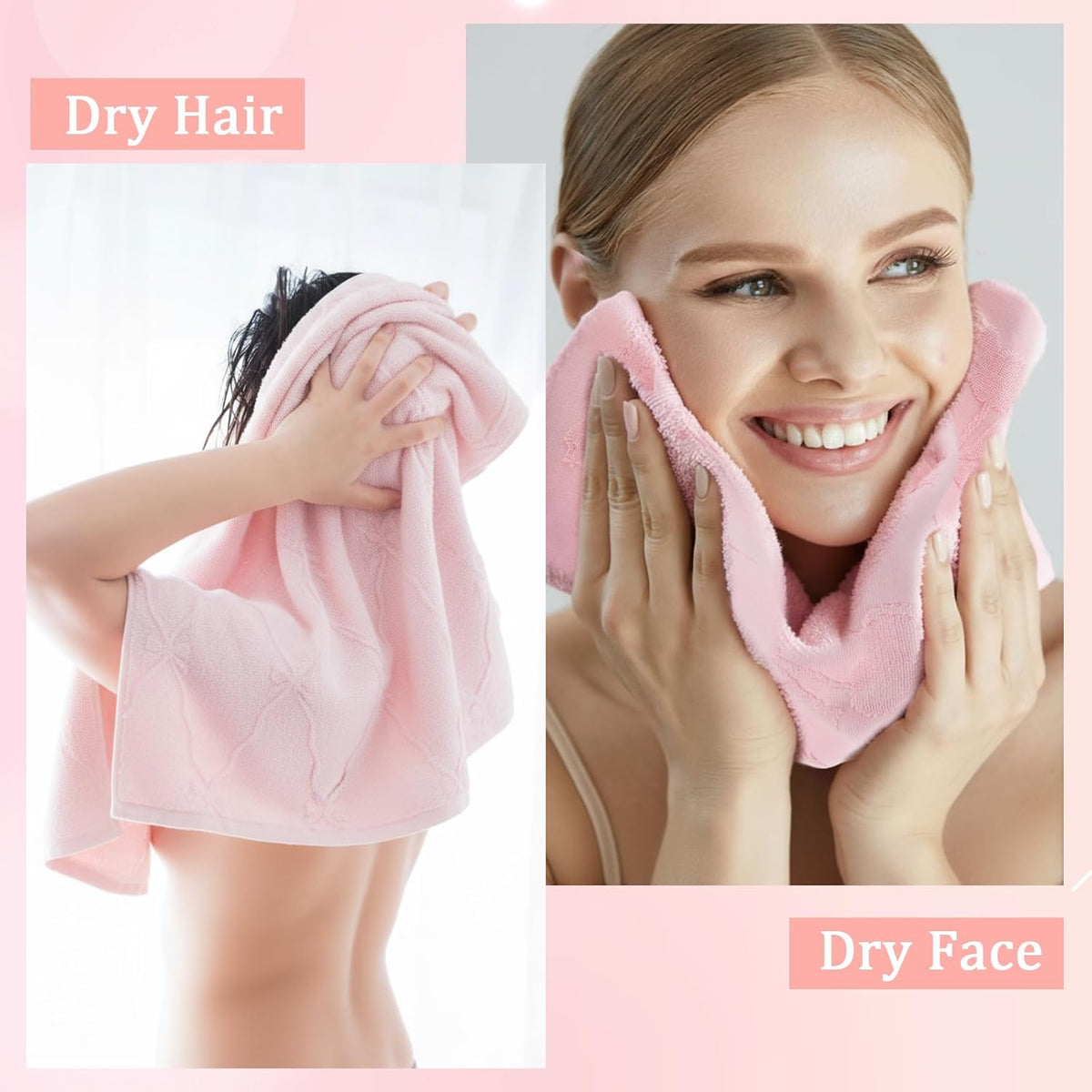 3 Pack Pink Bow Hand Towels Coquette Bow Bathroom Decor Dish Towels 100% Cotton Soft Absorbent Decorative Jacquard Weave Gifts for Kitchen Bathroom Decor, 29.5 x 13.7 Inch