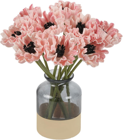 Light Pink Poppies Flowers Artificial 10PCS Real Touch Faux Poppy Flowers Realistic Fake Poppies for Veterans Day Floral Centerpieces, Tables, Wedding Decorations, Reception (Light Pink)