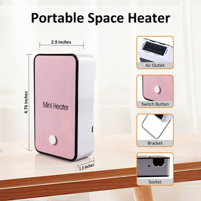 Personal Space Heater Portable Mini Electric Space Air Warmer for Room Office Desktop Pink