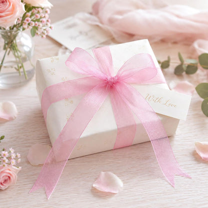 3/4 inch Pink Ribbon for Gift Wrapping, 50Yds Sheer Organza Ribbon