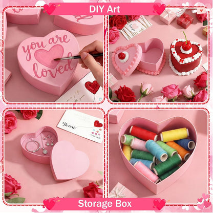 12 Pcs Small Heart Shaped Boxes - 4 x 2 Inch Wedding Nesting Gift Boxes with Lids, Heart Paper Decorative for Wedding Bridal Shower Gift Wrapping Party Decor(Pink)