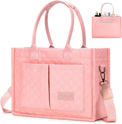 Tote Bag for Women with Pockets Compartments, Crossbody Bag Nylon Tote Shoulder Handbags Casual Work Bags Everything Tote Bag