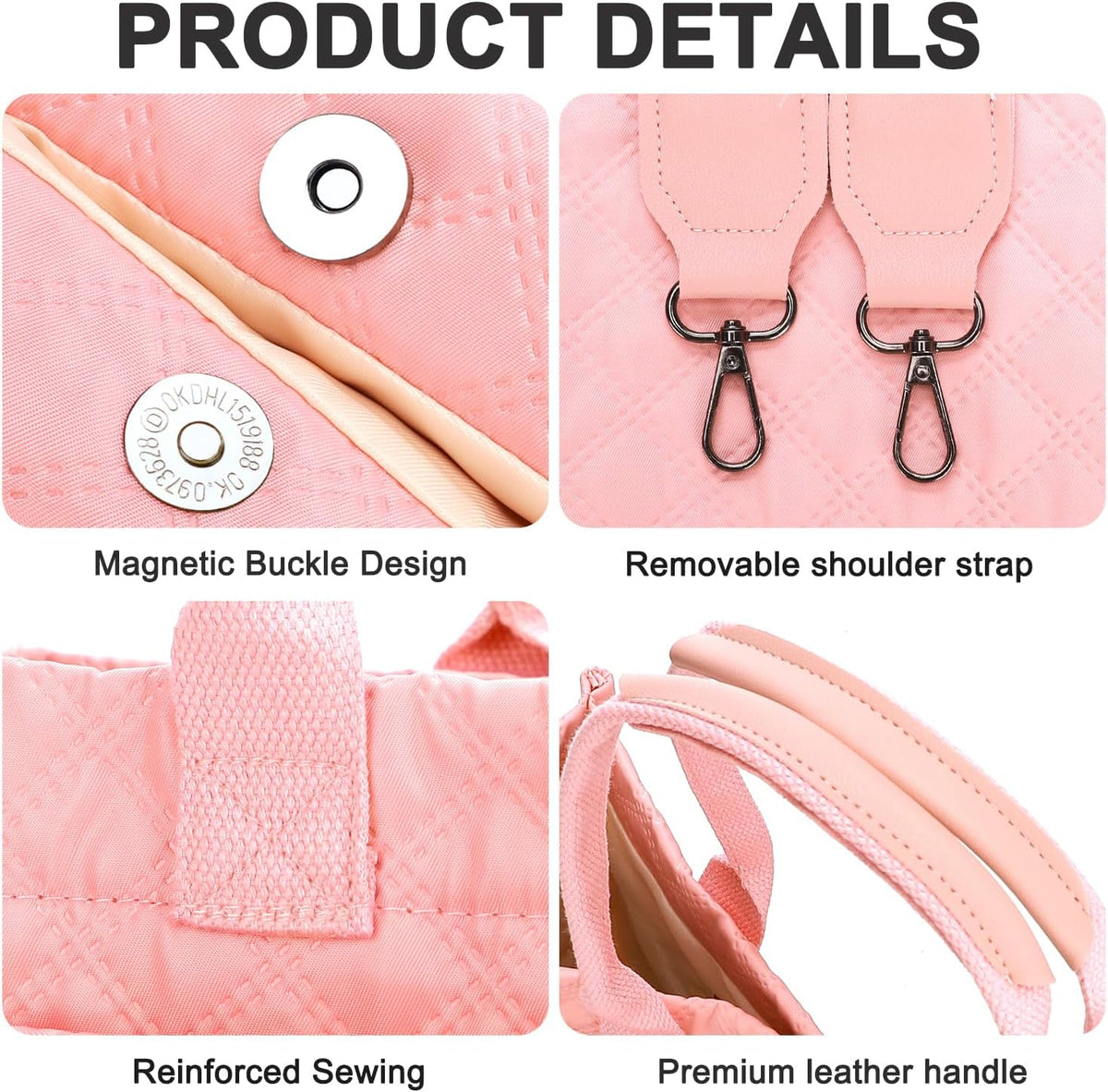 Tote Bag for Women with Pockets Compartments, Crossbody Bag Nylon Tote Shoulder Handbags Casual Work Bags Everything Tote Bag