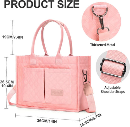 Tote Bag for Women with Pockets Compartments, Crossbody Bag Nylon Tote Shoulder Handbags Casual Work Bags Everything Tote Bag