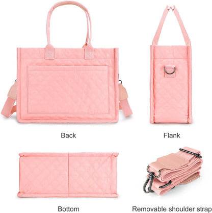 Tote Bag for Women with Pockets Compartments, Crossbody Bag Nylon Tote Shoulder Handbags Casual Work Bags Everything Tote Bag